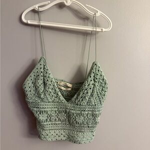 Urban Outfitters Sage Green Lace Crochet Bralette Crop Top – Size S/P